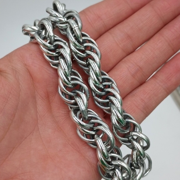 Vintage Choker Necklace Twisted Rope Silver Tone 14"-17" - Picture 5 of 5